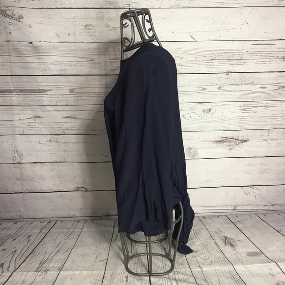 CODE X MODE Tie Back Navy Blue Crewneck Blouse Sizes Small & Medium - Picture 4 of 10